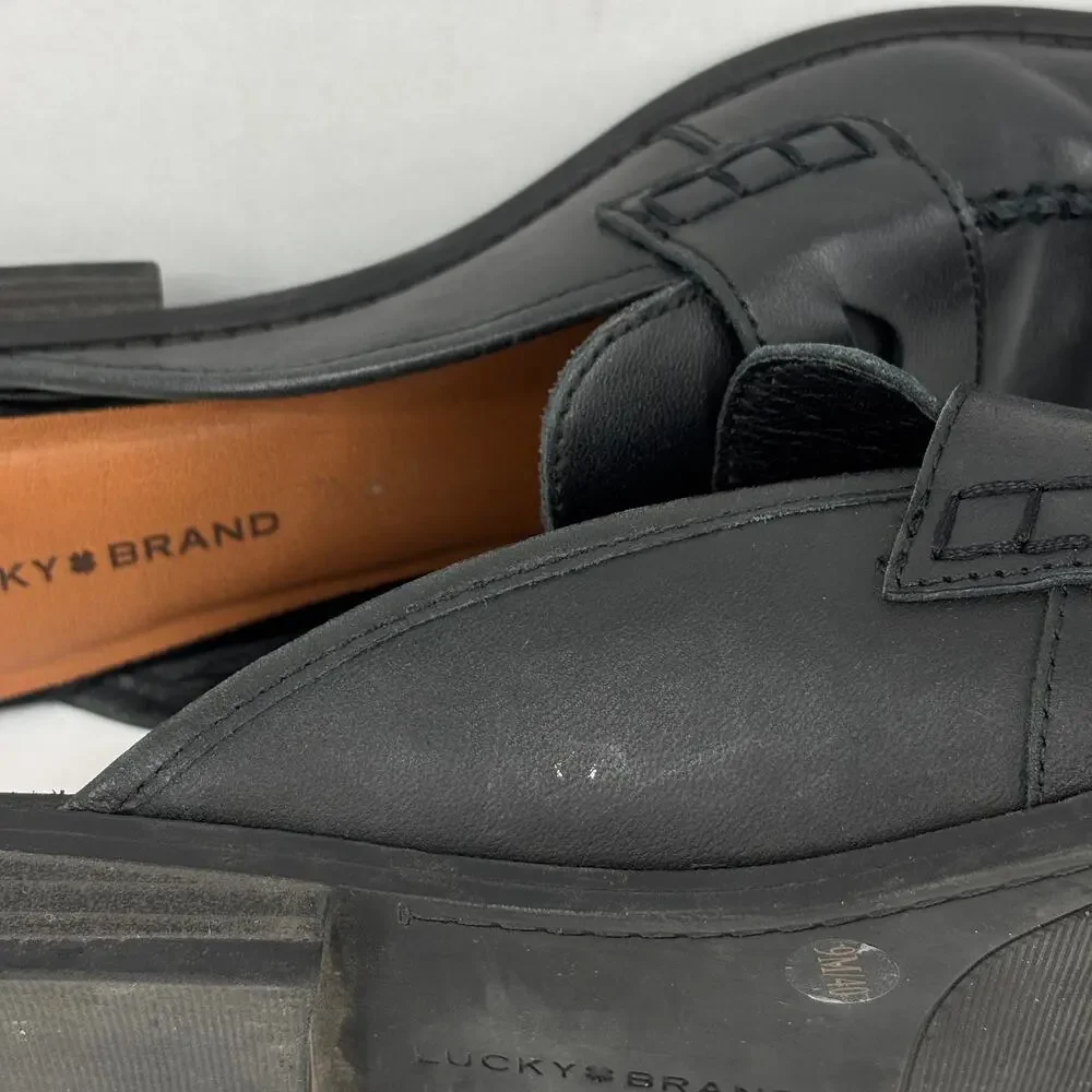 Lucky Brand Esila Mule Shoe Womens Size 9 Black Leather Slip On - Picture 12 of 12